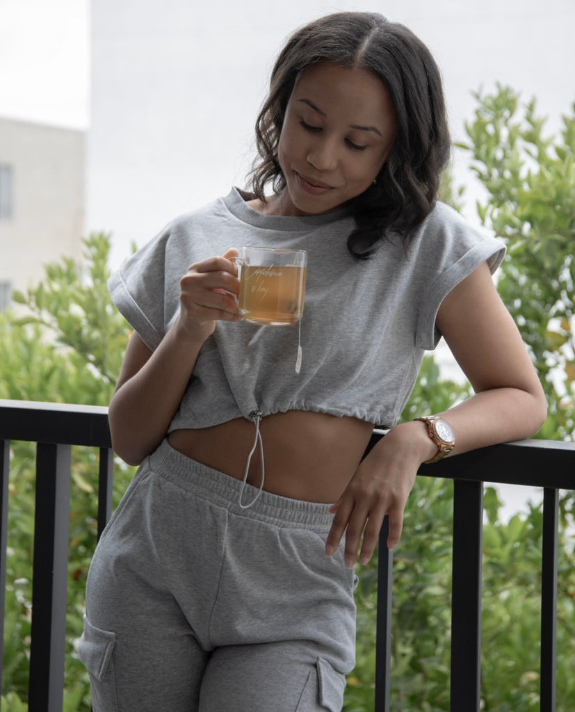 Grey Cropped Sweatsuit