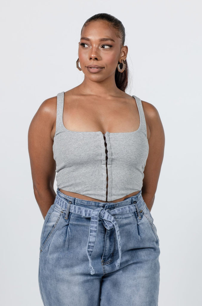 Grey Corset Crop Top